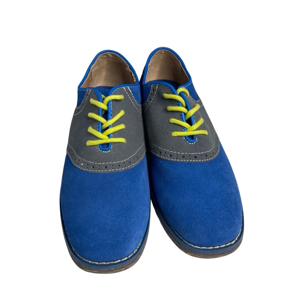 Florsheim Kenneth Jr III Oxford - gray/blue/yellow suede leather big boys size 6